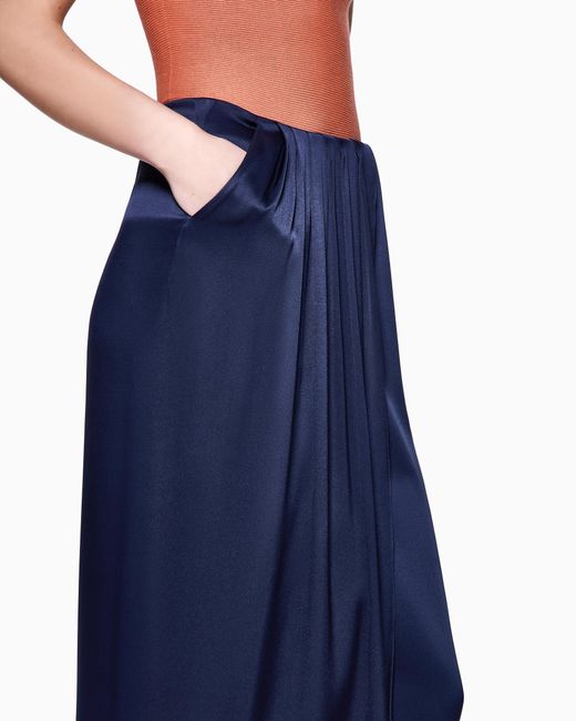 Giorgio Armani Blue Long Silk Wrap Skirt