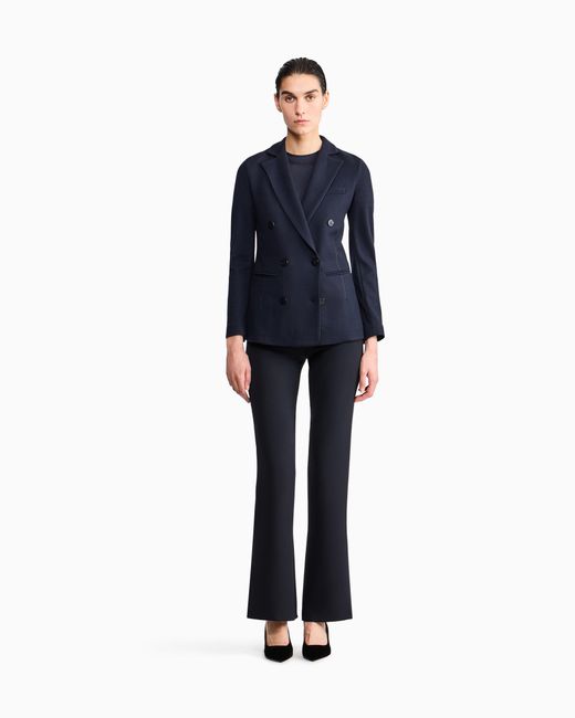 Giorgio Armani Blue Pure Cashmere Jersey Double-Breasted Jacket