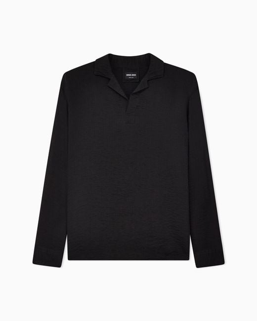 Giorgio Armani Black Jacquard Polo for men