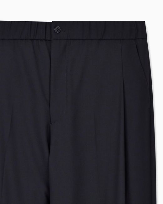 Giorgio Armani Black Single-Pleat, Pure Virgin Wool Crêpe Trousers for men