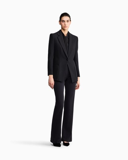 Giorgio Armani Black Silk Double Georgette Blouse With Front Knot