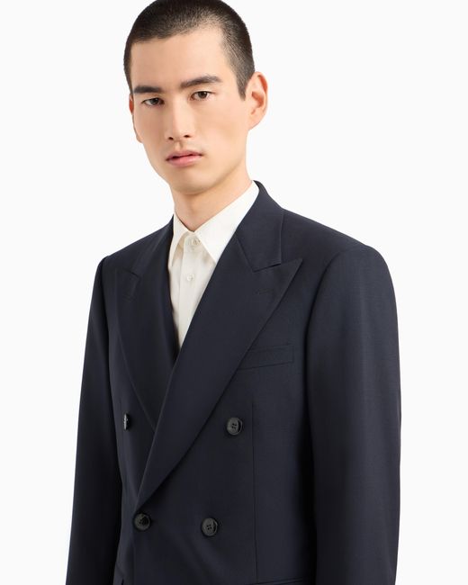 Giorgio Armani Blue Virgin Wool And Cashmere Double-Breasted Royal Line Suit for men