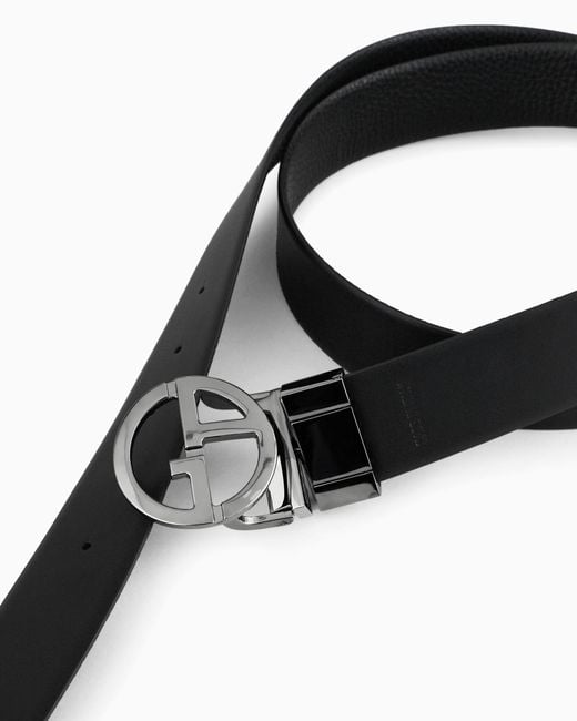Giorgio Armani White Two-Toned, Reversible Leather Belt for men