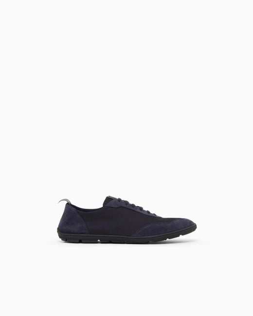 Giorgio Armani Blue Nylon And Suede Sneakers for men