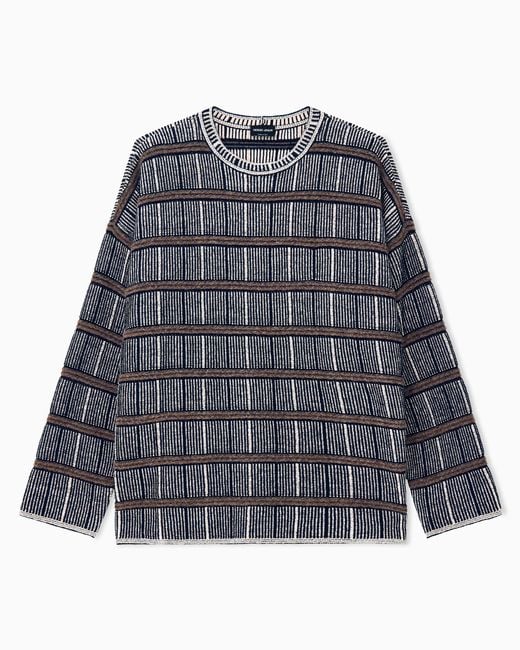 Giorgio Armani Blue Sweater Oversized Ribbed Silk And Virgin Wool Blend for men