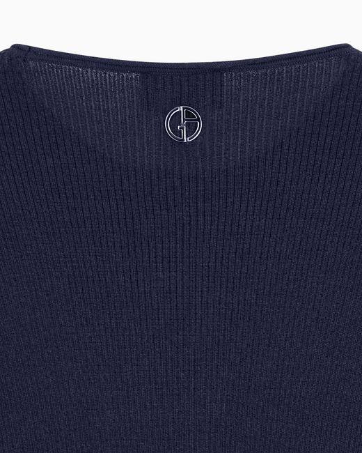 Giorgio Armani Blue Pure Cashmere Crew-Neck Jumper