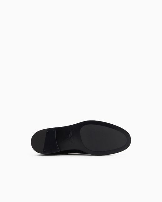 Giorgio Armani Black Antique-Effect Leather Ankle Boots for men