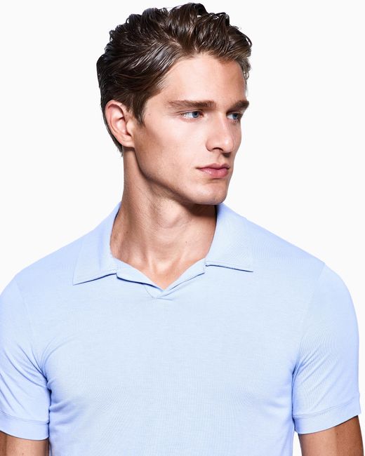 Giorgio Armani Blue Stretch Polo for men