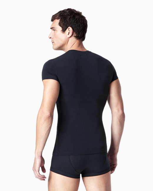 Giorgio Armani Blue Stretch Jersey Loungewear T-Shirt for men