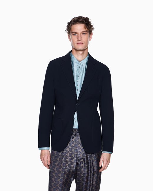 Giorgio Armani Blue Upton Line Single-Breasted Jacket for men