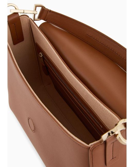 Giorgio Armani Brown Medium La Prima Soft Baguette Bag In Nappa Leather