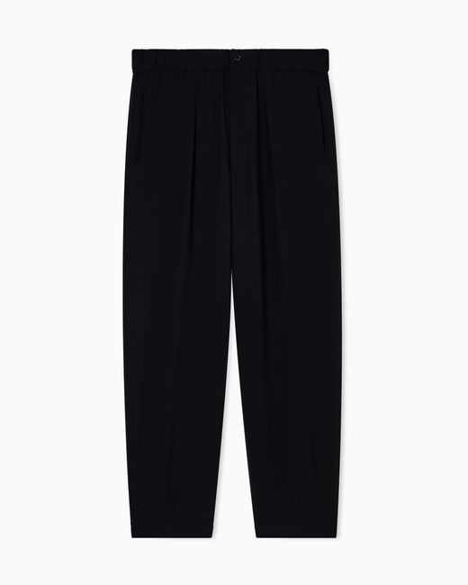Giorgio Armani Black Single-Pleat, Pure Virgin Wool Crêpe Trousers for men