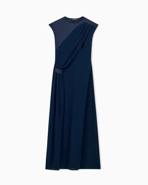 Giorgio Armani Blue Dress With Draped Side