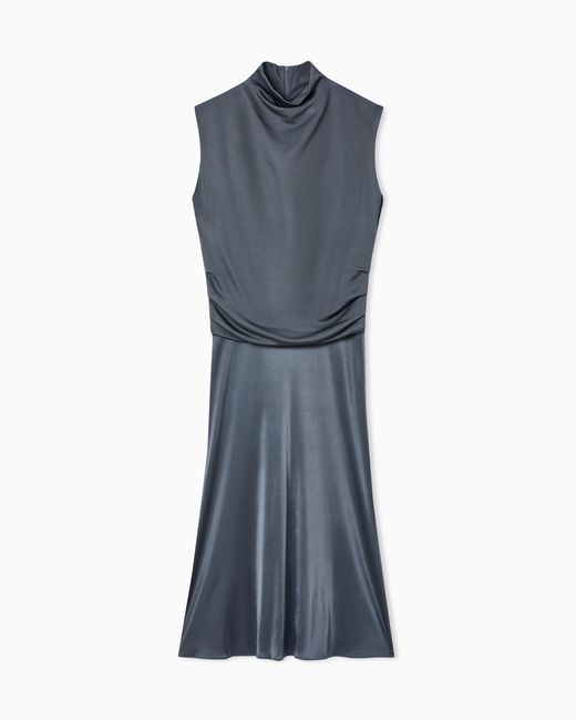 Giorgio Armani Blue Viscose Double-Jersey Dress