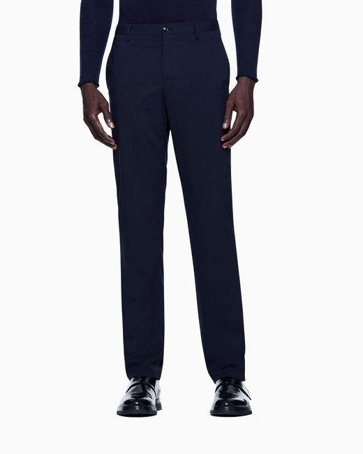 Giorgio Armani Blue Straight Leg Trousers for men