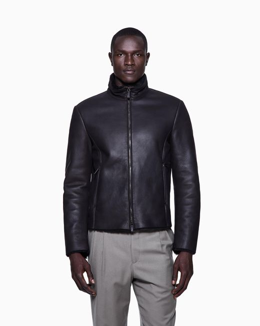 Giorgio Armani Brown Zipped Sheepskin Blouson for men