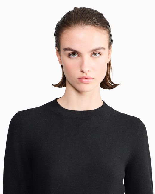 Giorgio Armani Black Cashmere Sweater With Ribbed Profiles
