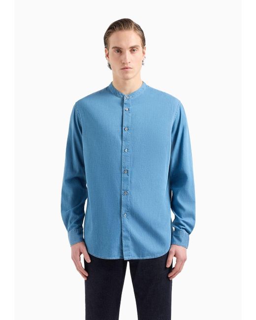 Camisa De Denim De Algodón De La Colección Denim Giorgio Armani de hombre de color Blue