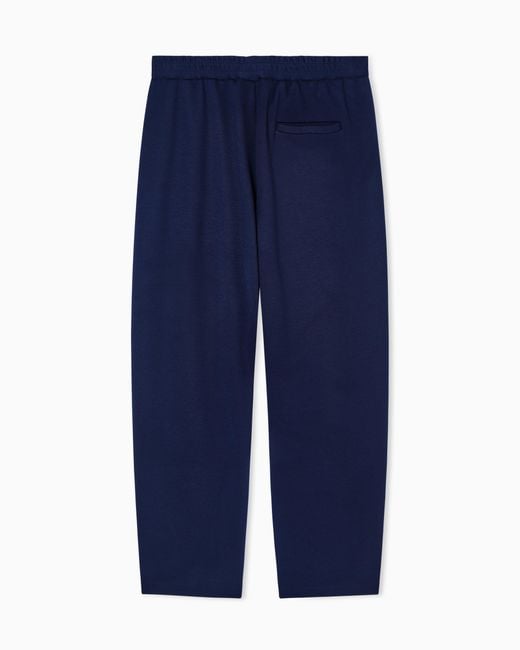 Giorgio Armani Blue Cashmere Double Jersey Flat-Front Trousers for men
