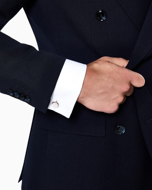 Giorgio Armani White Sterling Cufflinks With Milleraies Insert for men