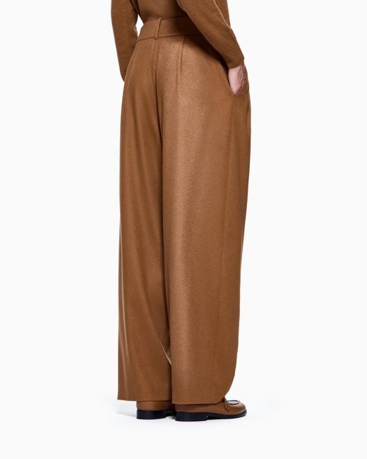 Giorgio Armani Brown Double-Pleat, Vicuña Wool Trousers