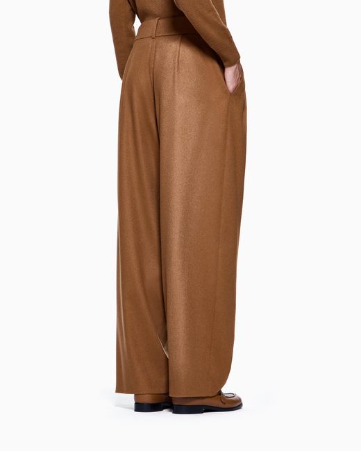 Giorgio Armani Brown Double-Pleat, Vicuña Wool Trousers