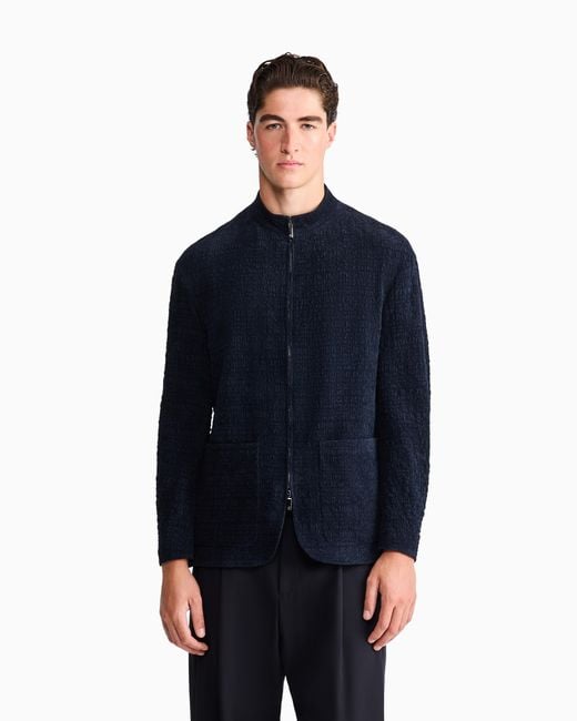 Giorgio Armani Blue Sport Jacket Froissè Stretch Velvet for men