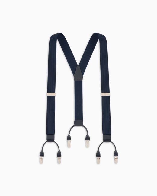 Giorgio Armani Blue Webbing And Leather Braces for men
