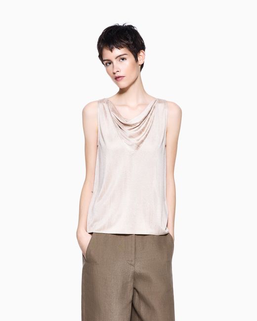 Giorgio Armani Pink Jacquard Viscose Jersey Draped Top