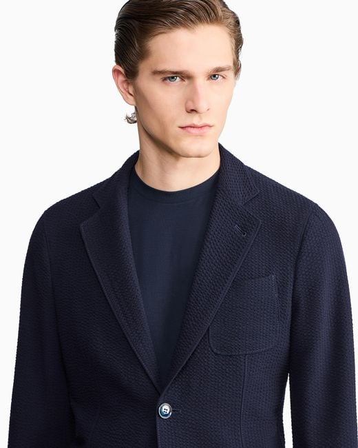Giorgio Armani Blue Upton Line Single-Breasted Jacket for men