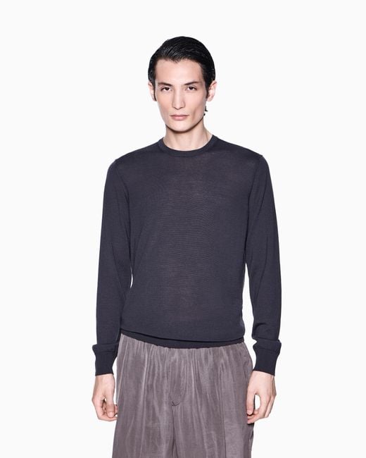 Giorgio Armani Blue Crew Neck Jumper for men