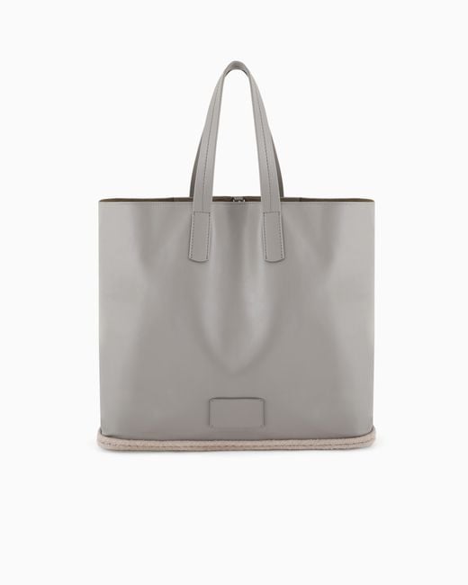 Giorgio Armani Gray Nappa-Leather And Rope Shopper Bag for men