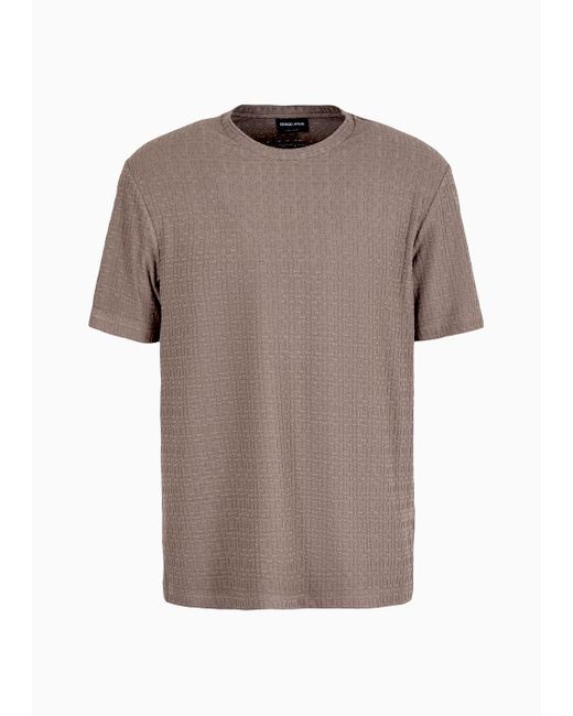 Giorgio Armani T-shirt Mit Rundhalsausschnitt Aus Viskose-jersey Mit Kaschmir In Jacquard-verarbeitung in Brown für Herren