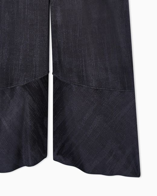 Giorgio Armani Blue Viscose Jacquard Jersey Wide-Leg Trousers