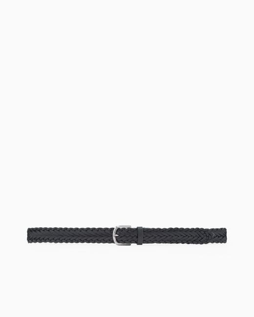 Giorgio Armani White Woven Leather Belt for men