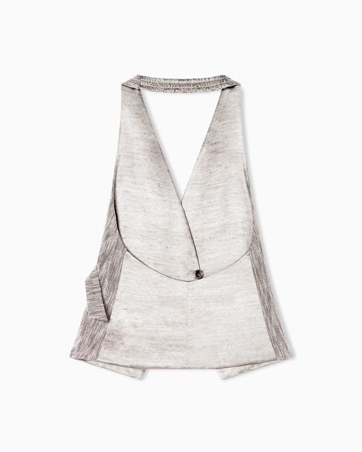 Giorgio Armani Gray Chevron Jersey Crossover Waistcoat
