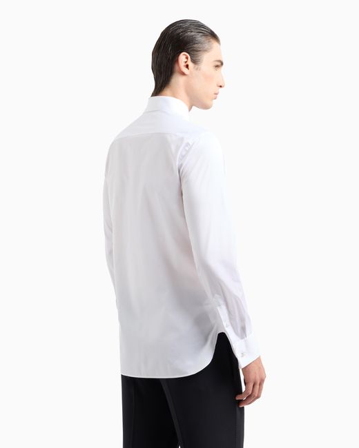 Giorgio Armani White Regular-Fit Shiny-Effect Cotton Shirt for men