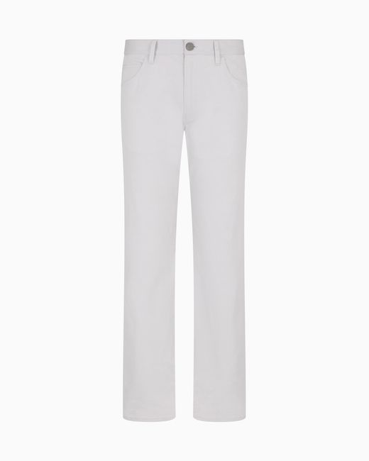 Giorgio Armani White Stretch-Cotton, Regular-Fit, Five-Pocket Trousers for men