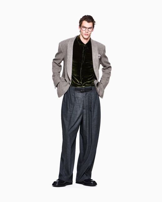 Giorgio Armani Gray Blazer Heritage Oversized Cashmere Wool Micro Jacquard Knit for men