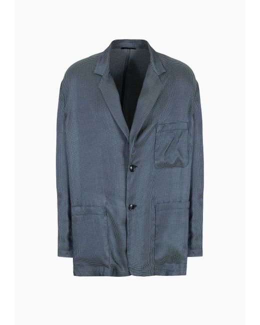 Giorgio Armani Blue Single-breasted Viscose-blend Jacquard Jacket for men