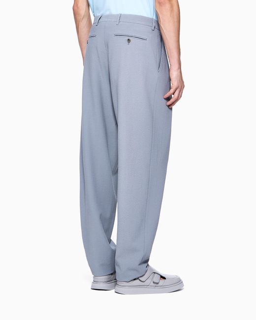 Giorgio Armani Blue Double Pleat Trousers for men