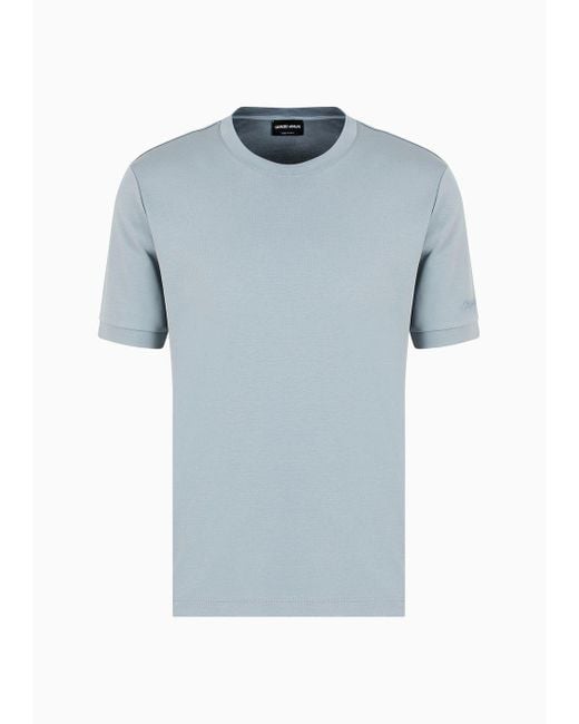 Giorgio Armani Asv Interlock-t-shirt Aus Bio-baumwolle Mit Rundhalsausschnitt in Blue für Herren