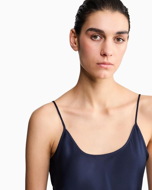 Giorgio Armani Blue Silk Charmeuse Top