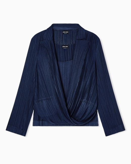 Giorgio Armani Blue Pleated Jersey Twin-Set