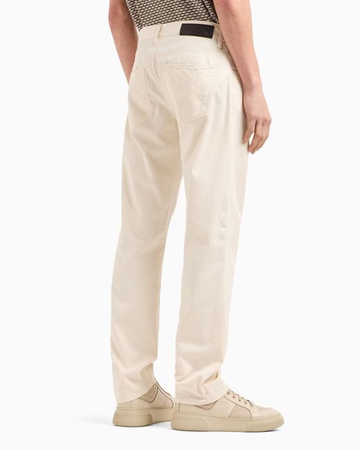 Giorgio Armani White Stretch Cotton And Silk, Regular-Fit, Five-Pocket Trousers for men