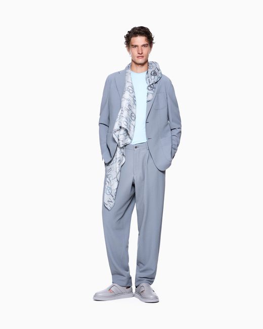 Giorgio Armani Blue Double Pleat Trousers for men