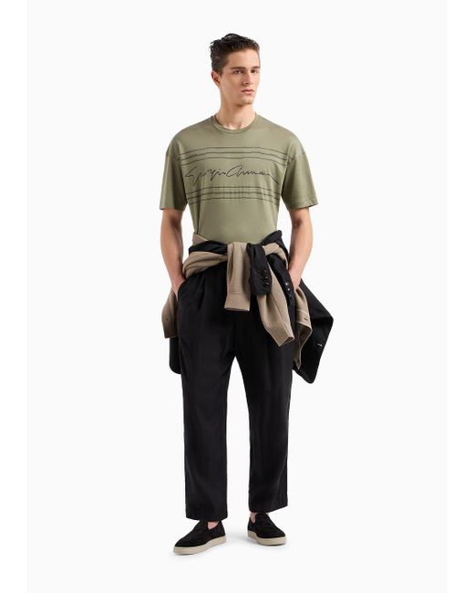 Giorgio Armani Green Asv Organic Cotton Jersey Crew-neck T-shirt for men
