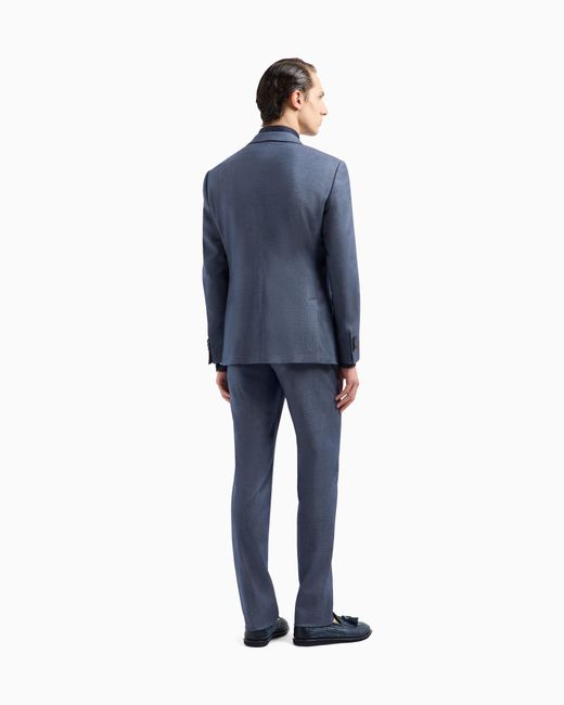 Traje Línea Soho De Abotonadura Doble En Cachemir Y Algodón Elástico Efecto Denim Giorgio Armani de hombre de color Blue