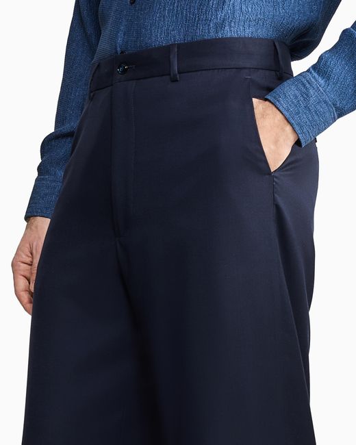 Giorgio Armani Blue Cashmere Twill Trousers for men