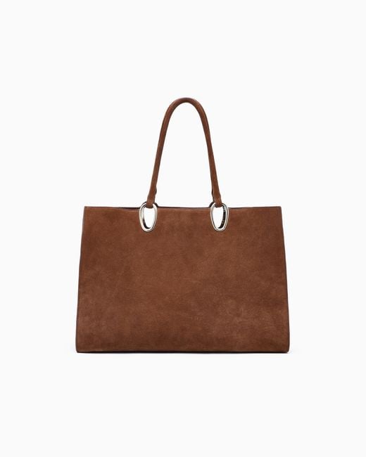Giorgio Armani Brown Medium Suede Shopper Bag